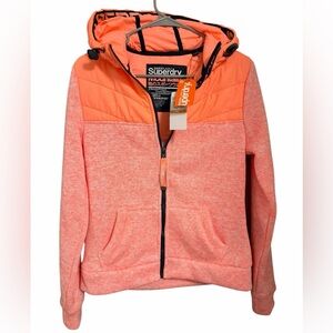 Superdry Storm Half Hybrid Coral and Orange Puffer/Fleece Jacket - NWT